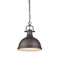 Golden Lighting Golden Lighting 3602-L RBZ-RBZ Duncan 1 Light Pendant with Chain in Rubbed Bronze with Rubbed Bronze Shade 3602-L RBZ-RBZ